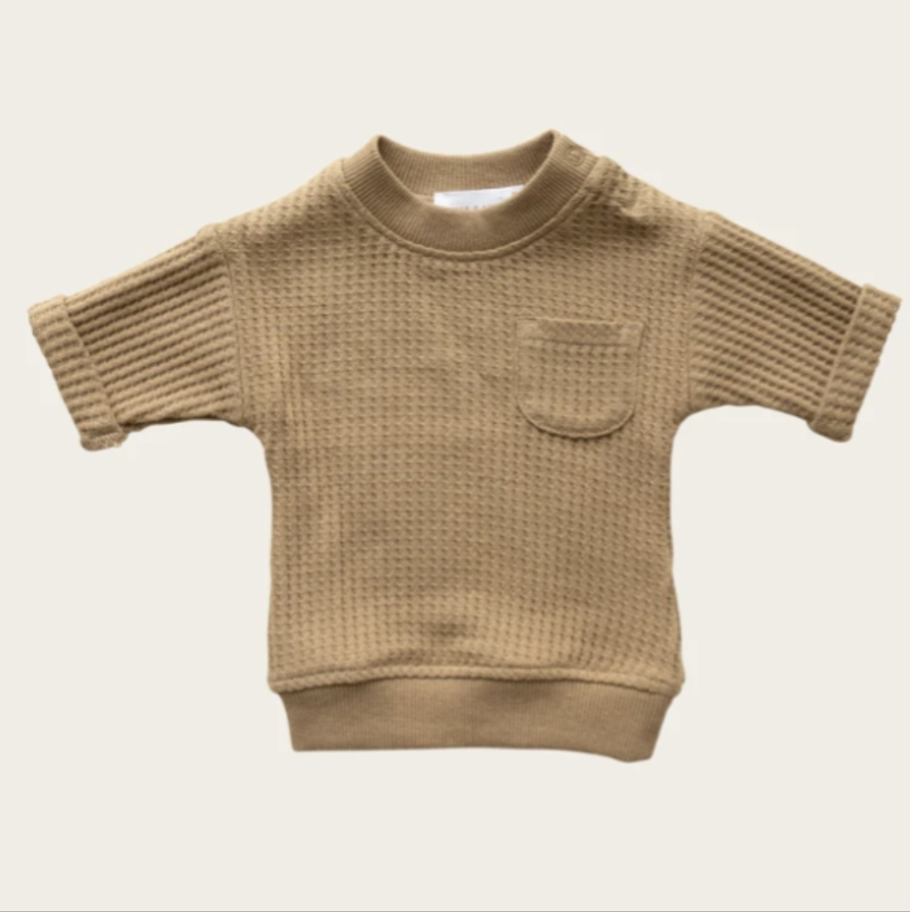 ❤️2/$20❤️Jamie Kay Organic Cotton Waffle Easton Top - Putty 1yr